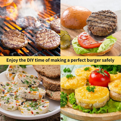 XRZXZN 304 Stainless Steel Burger Press - 4.5" Adjustable Hamburger Patty Maker with Non-Stick Mold & Spring Button, Heavy Duty Easy Release for Beef, Burgers, BBQ (Dishwasher Safe & Rustproof)