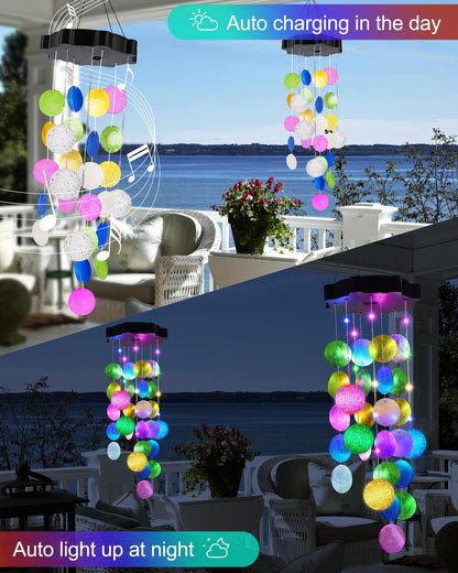 Toodour Solar Wind Chimes for Outside, Hanging Pastel Lights with 2 Modes, Waterproof Shells Light Gifts for Mom Grandma Wife, LED Outside Decorative Mobile Lights for Garden Yard Patio Outdoor Decor