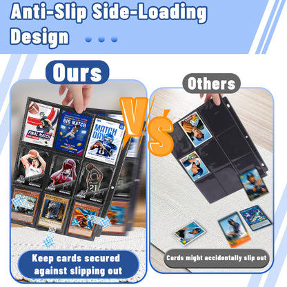 1800 Pockets Trading Card Binder Sleeves, Baseball Card Sleeves Fit for Standard Size Sport Cards, Baseball Card Holder for 3 Ring Binder