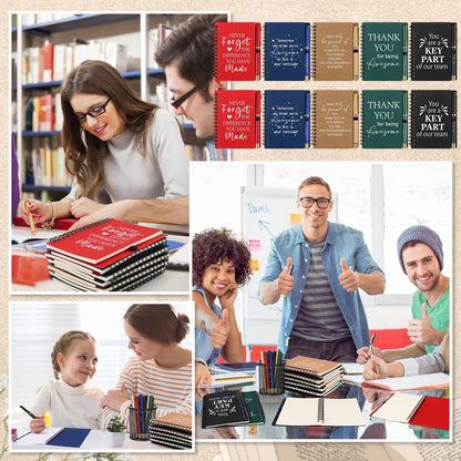 20 Pcs/10 Set Thank You Gifts Bulk Motivational Spiral Notebook and Inspirational Ballpoint Pen Employee Appreciation Journals Notepads Funny Ballpoint Pen Set for Office School Staff Coworker Teacher