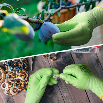 Schwer 12 Pairs Gardening Gloves, Water-based PU Coating, Ultimate Environmental Safety, Comfortable and Breathable Garden Gloves for Men and Women, Working Gloves for DIY, Outdoor Activities, M