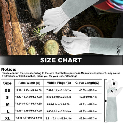 1 Pair Long Gardening-Gloves Women/Men-Thorn proof Rose Pruning Heavy Duty Gauntlet