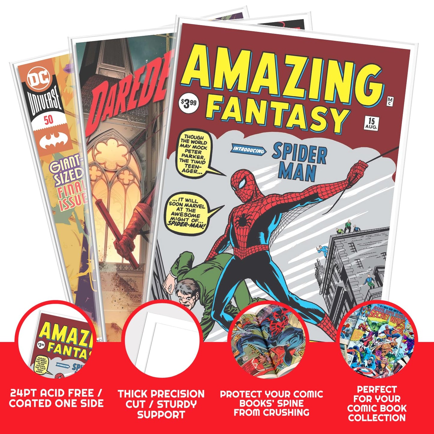 Comic Book Boards - Backboard 24PT - Compatible for All DC Comics and Marvel Comics White Boards - Comic Book Storage (Pack of 100) (Regular Comic)