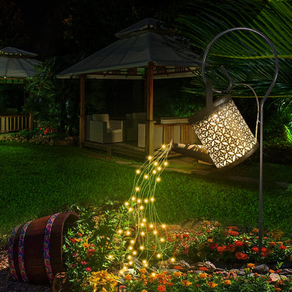 QOCNAM Solar Watering Can with Lights, Retro Metal Hanging Solar Lantern with String Lights, Solar Lanterns Outdoor Waterproof Garden Decor, Star Art Lamp Decorative for Walkway Backyard Patio Lawn