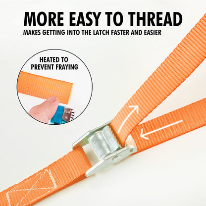 Cartman 1 inch x 12'Lashing Straps Cargo Tie-Down Strap Up to 600lbs, 10pk in Carry Bag, Orange