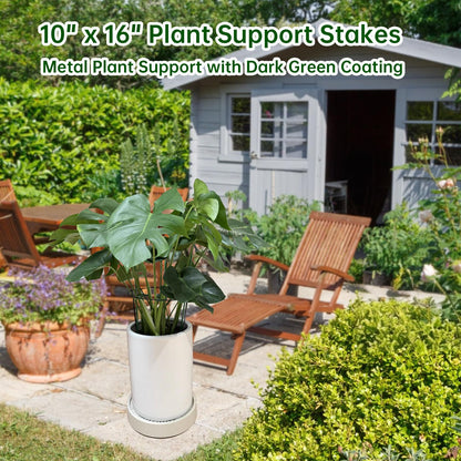 12 Pack Garden Plant Support Stakes Ring Cages with Garden Plant Ties, 10" Wide x 16" High Metal Half Round Plant Ring for Peonies, Hydrangea, Tomato, Rose