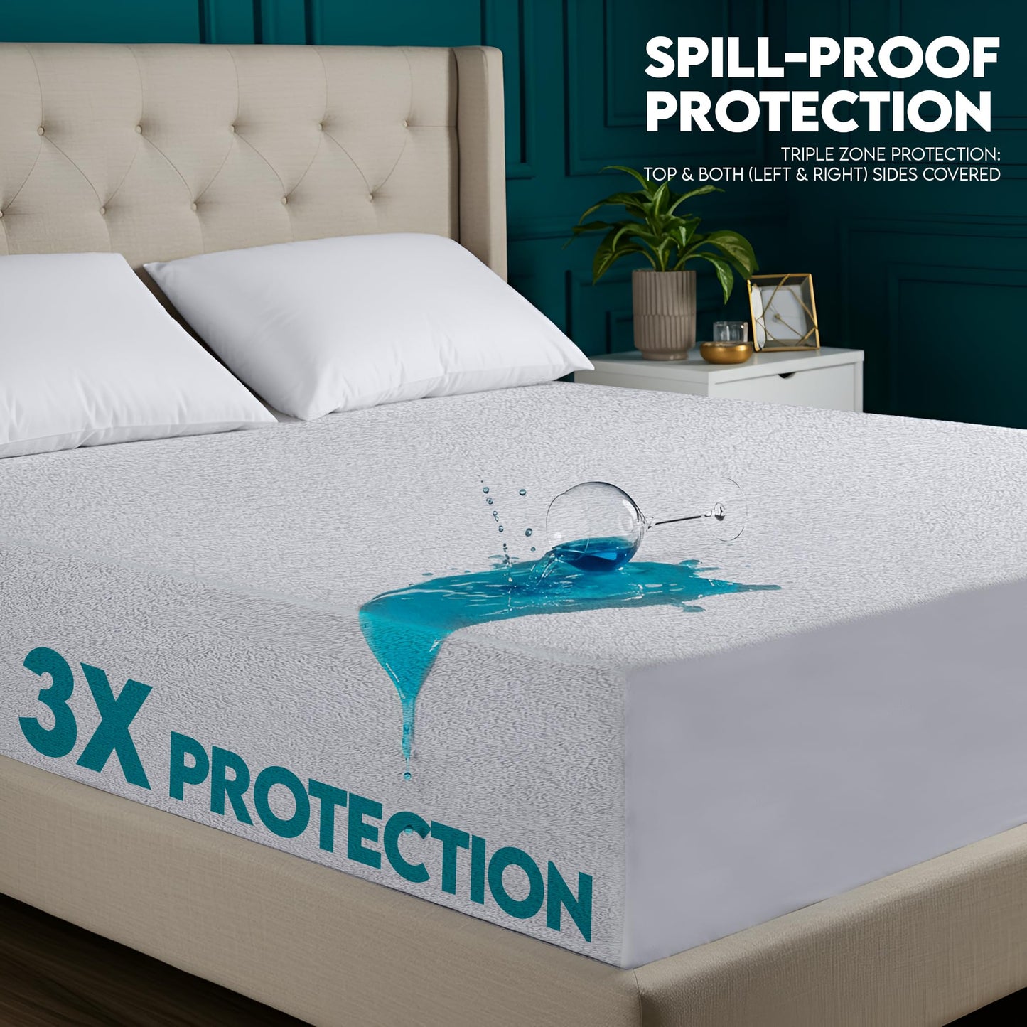 Utopia Bedding Dual Sided Mattress Protector with Waterproof Terry Top and Side Panels Twin Size, Soft and Breathable Mattress Cover, Fitted Style with Stretchable Elastic Pockets