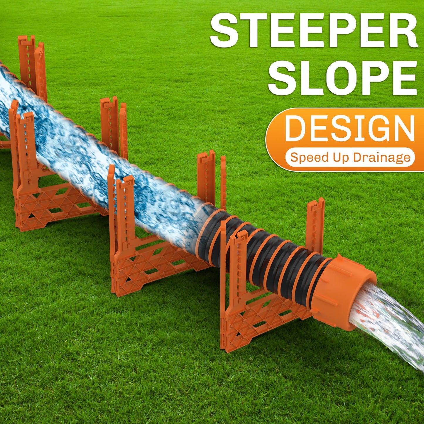 WELLUCK RV Sewer Hose Support 10FT, Blaze Orange RV Sewer Support with Adjustable Height Design, Secure Rubber Band and Carry Strap