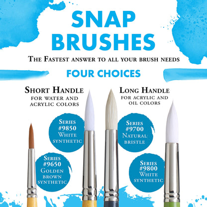 Princeton Snap White Synthetic Paint Brush Set for Acrylic and Watercolor, Includes 4 Paint Brushes