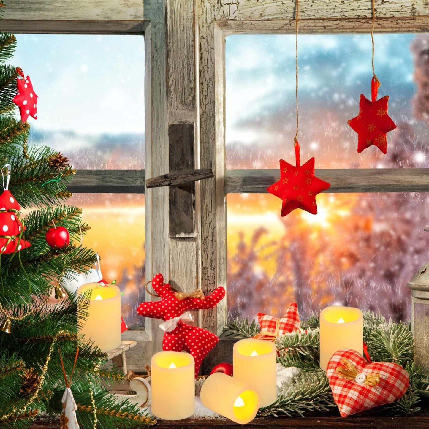 Yakpo 24 Pack 5cm Flameless Flickering Battery Operated LED Votive Candles, Electric Fake Votive Tea Light, LED Flicker Tealight Candle Bulk for Outdoor Wedding Christmas Halloween Party Decorations