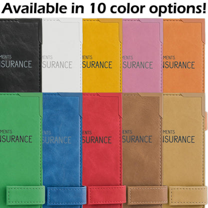 Auto Insurance and Registration Card Holder - Vehicle Glove Box Document Organizer - Car Essential Paperwork Holder for DMV, AAA, Contact Information Cards - Premium PU Leather Wallet Case - Black