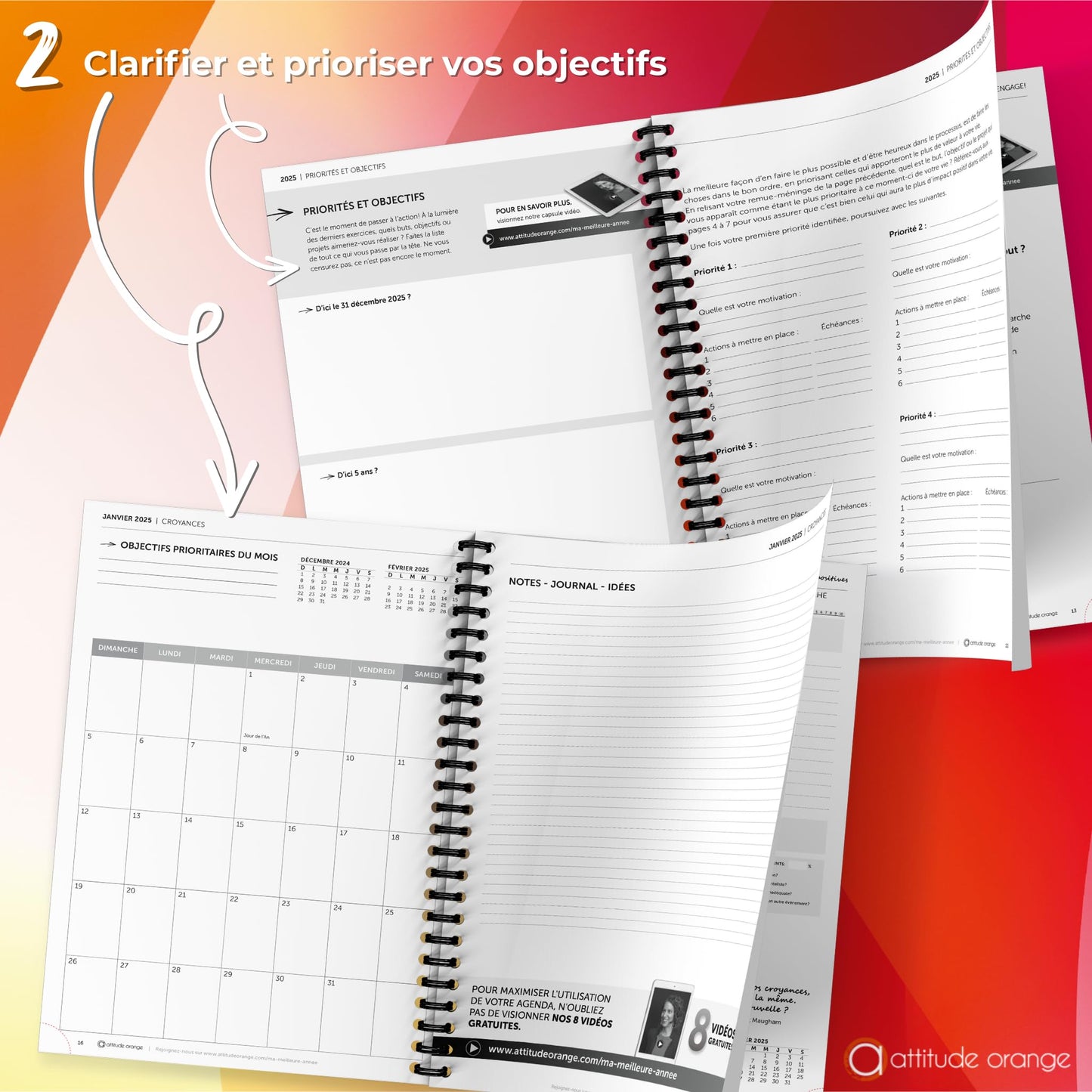 Attitude Orange - Agenda 2026 Je crée mon succès - 8 x 10.5 in. - Bien-être, confiance en soi, pensée positive, estime de soi - 442491