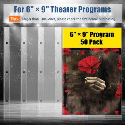 6 x 9 Brochure Sleeves, 50 Pack, Page Protectors for Broadway Play Programs and Theater Programs, Top-Loading Sheet Protectors