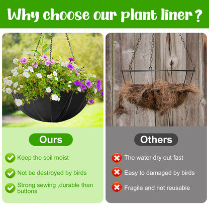 14inch Round Fabric Planter Basket Liner- 4Pcs Felt Flower Pot Liners-Hanging Plant Basket Fiber Insert for Garden Wall Hanging Planter Flower Vegetables