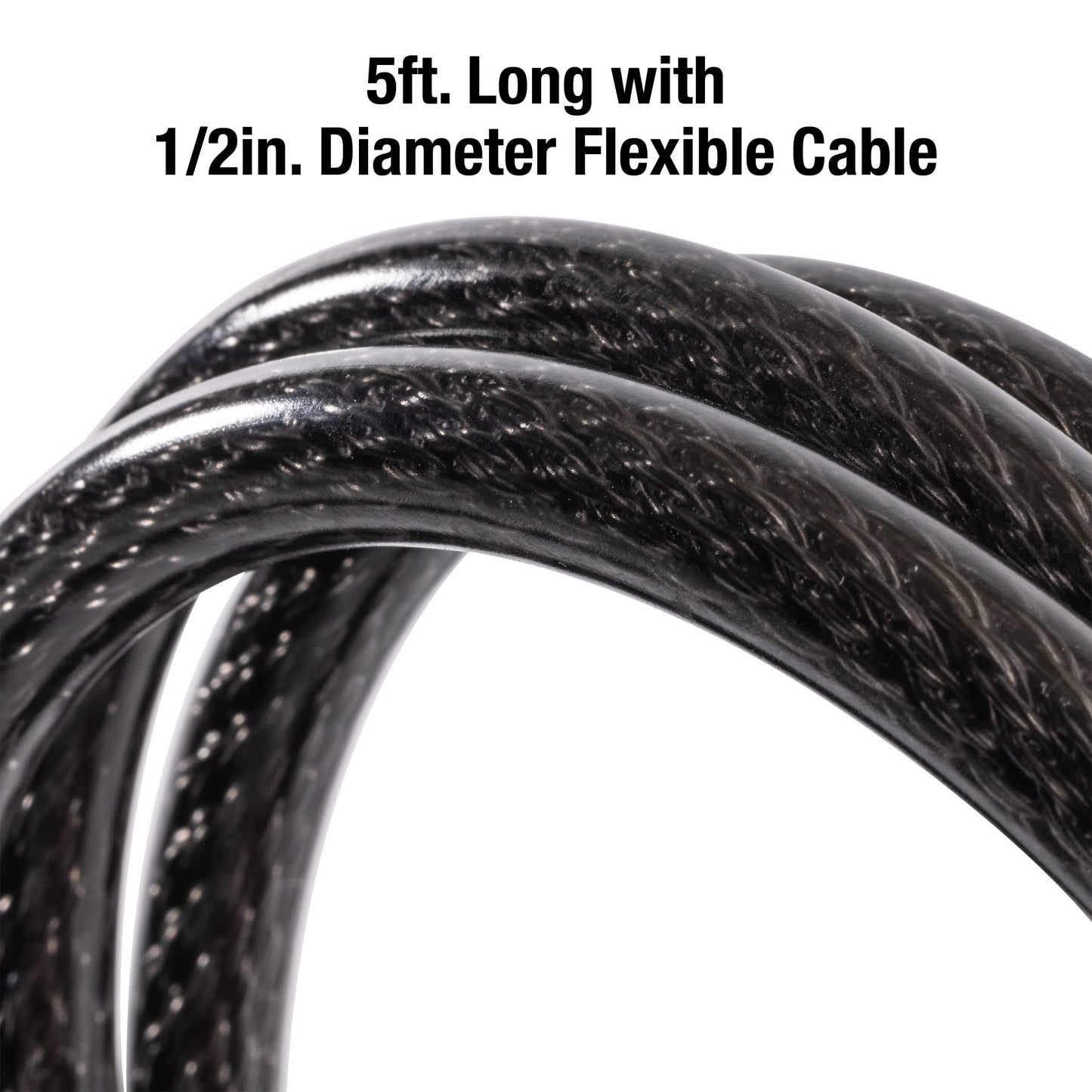 Master Lock Black Set Your Own Combination Bike Lock, Metal Cable Lock has a Weather Resistant Vinyl Coating for Outdoor Durability, 5 Feet Long, 8370D