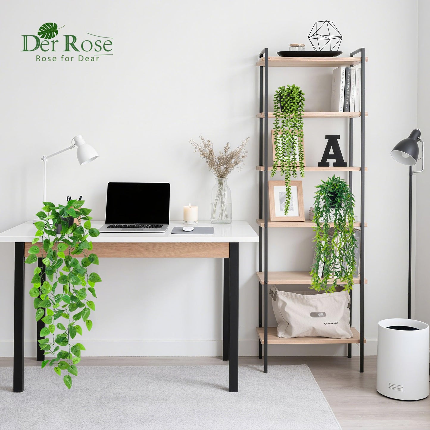 Der Rose 6Pcs Fake Plants Hanging Artificial Vines Faux Hanging Plants for Bookshelf Bathroom Kitchen Outdoor Decor Indoor