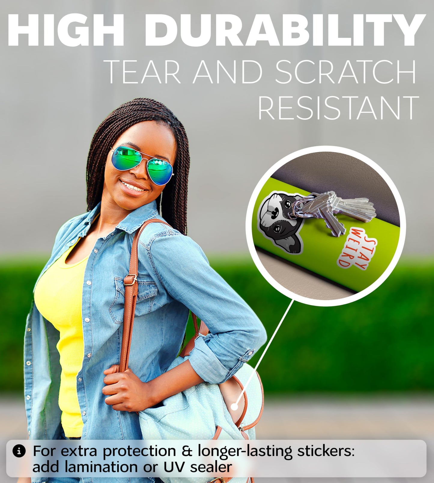 Premium Printable Vinyl Sticker Paper for Inkjet Printer and Laser - 20 White Glossy Sticker Paper Waterproof - Durability Adhesive Paper 8.5 x 11, Fast Dry, Holds Ink Well, Great for Cutting Machines