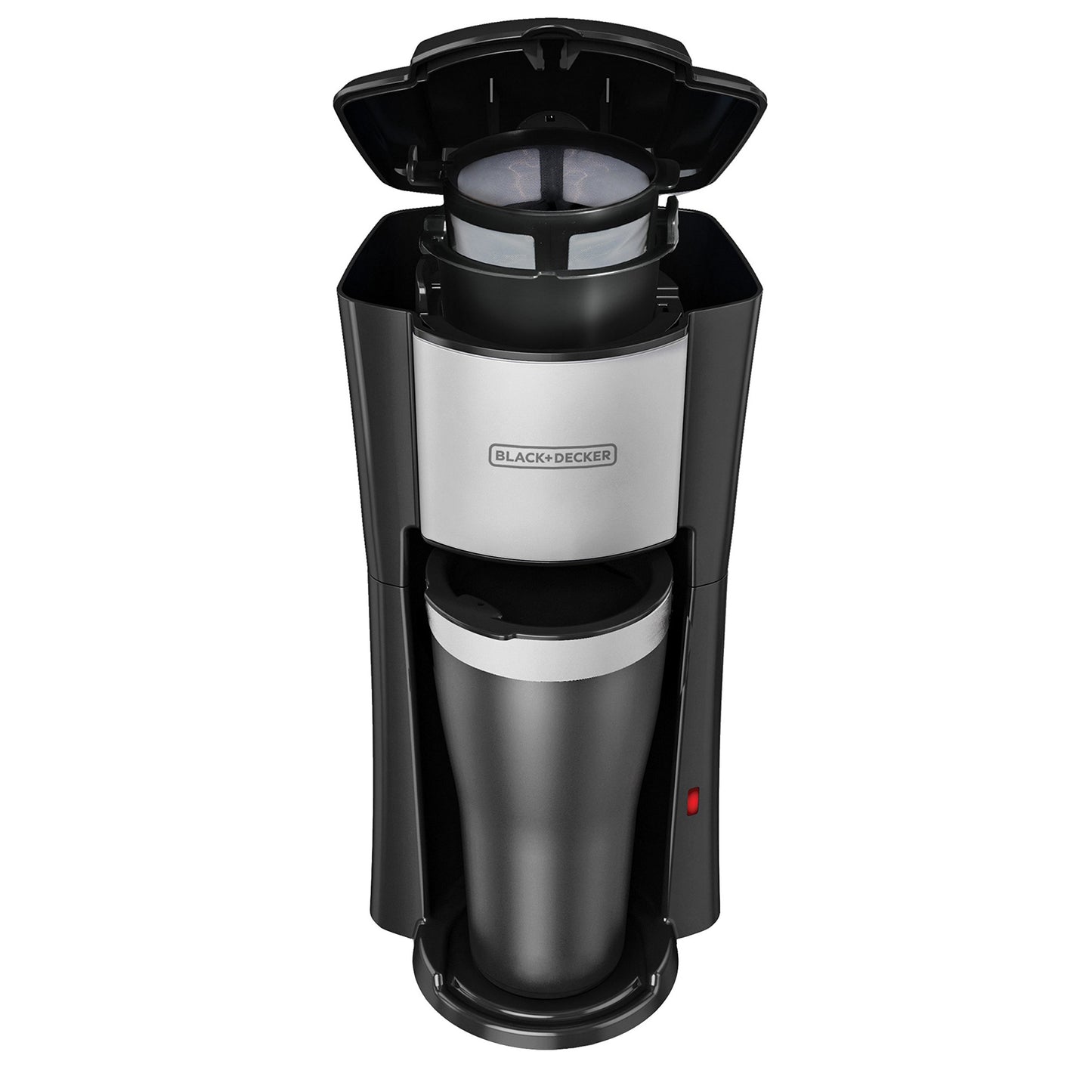 BLACK+DECKER Single Serve Coffee Maker, Includes One Dishwasher Safe Travel Mug (16oz), CM618C Black
