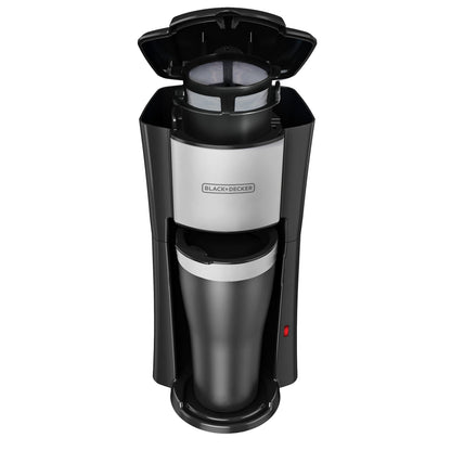 BLACK+DECKER Single Serve Coffee Maker, Includes One Dishwasher Safe Travel Mug (16oz), CM618C Black