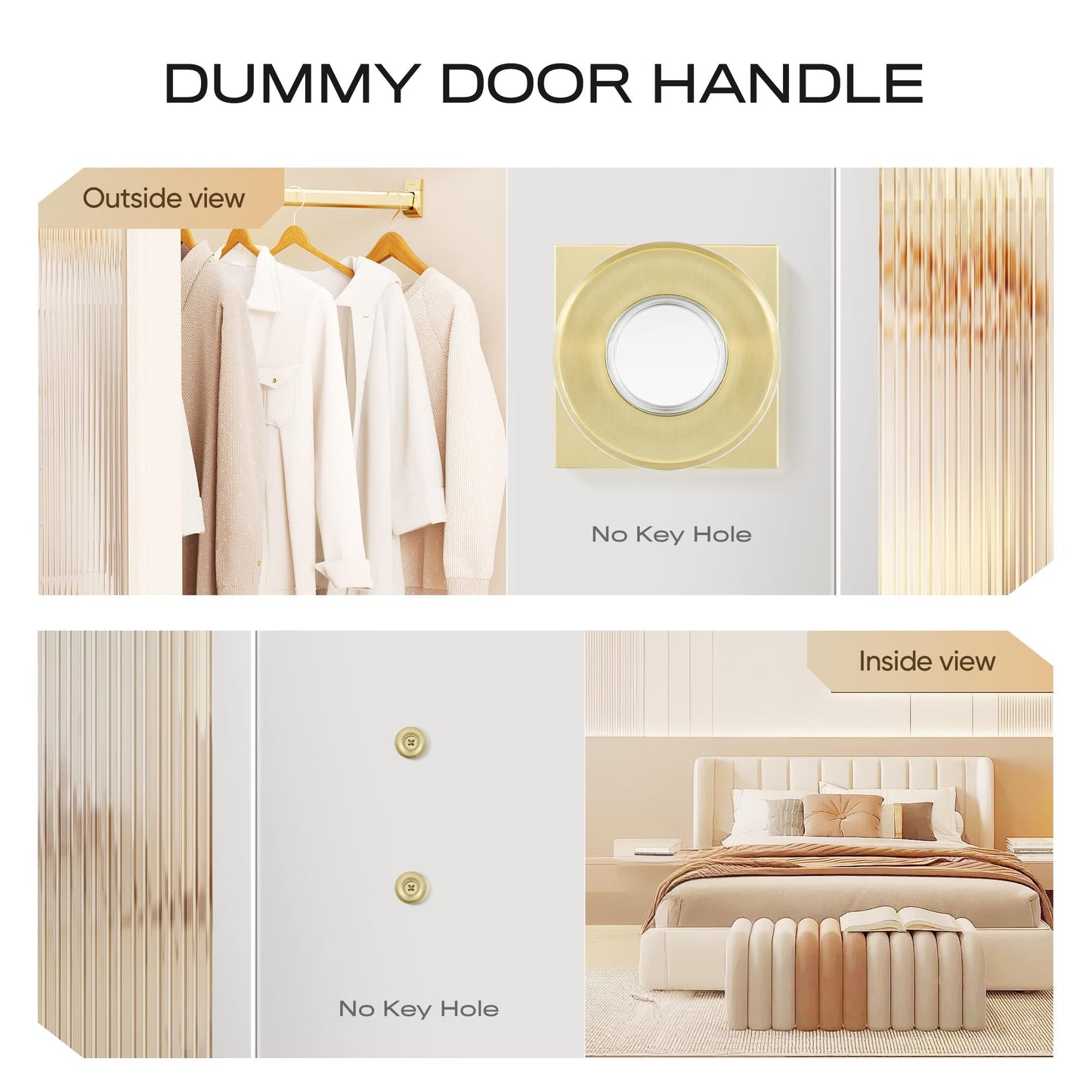 Leydebong 1 Pack Half Dummy Knobs, Gold Crystal Glass Dummy Door Knobs, Non-Turning Single Side Dummy Door Knob for Interior Doors