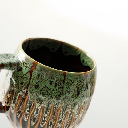 20oz Large Coffee Mug - Unique Handcrafted Look Ceramic Cup, Large Tea Mug, Microwave & Dishwasher Safe (Green)