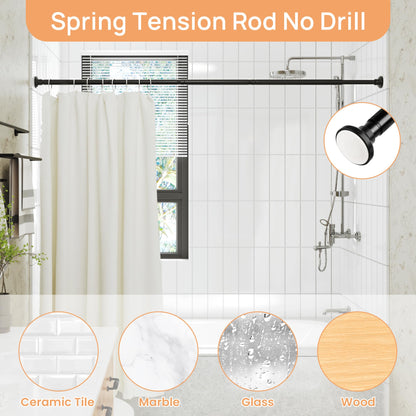 upsimples Matte Black Shower Curtain Rod No Drilling 30 to 76 Inches, 1 Inch Adjustable Spring Stainless Steel Tension Shower Rod No Drill Curtain Pole for Bathroom, Closet, Window