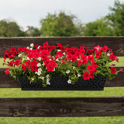 Adnee 4 Pcs 24 Inch Fabric Plant Window Box Liners-Rectangular Non-Woven Planter Basket Liner-Black Felt Flower Hanging Basket for Outdoor Garden Wall Hanging Planter Flower Vegetables