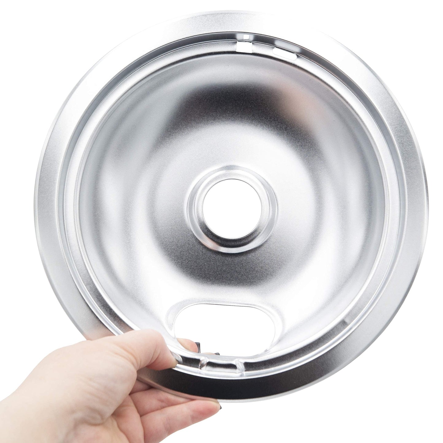 316048413 and 316048414 Chrome Stove Burner Drip Pans Replacement Compatible with Frigidaire Whirlpool Electric Range Include 2 x 6 in, 2 x 8 in