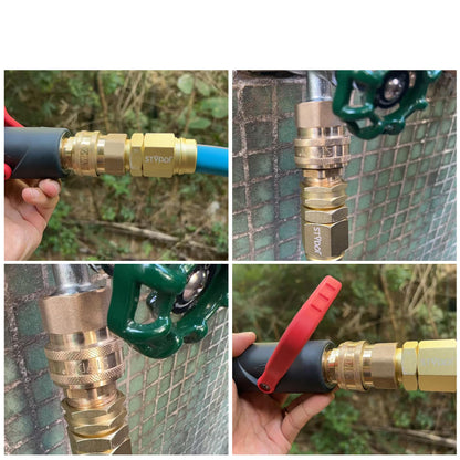 STYDDI 3/4-inch Full Flow Super Heavy Duty Hose Quick Connect Fittings, Lead-Free Brass Full Port Garden Hose Quick Connector Coupler, 3/4” GHT High-Volume Hose Quick Release Adapter Set