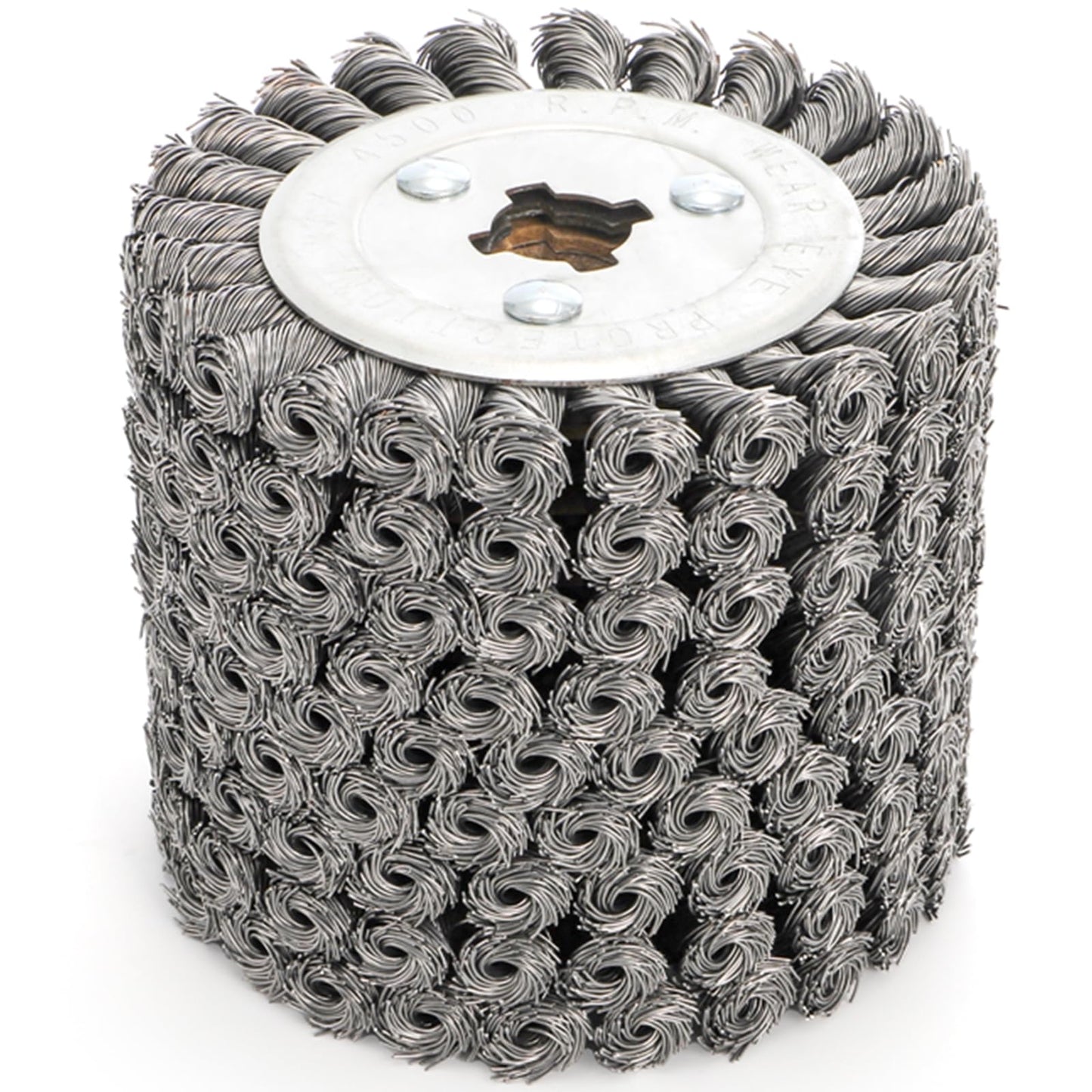 Yopay Twisted Steel Wire Wheel, 4.7"x 4"Knotted Wire Brush Drum Wood and Metal Surface Polishing Conditioning Tool, Texturing Rust Wood Grain Restoration-3/4(Wire 0.5mm)