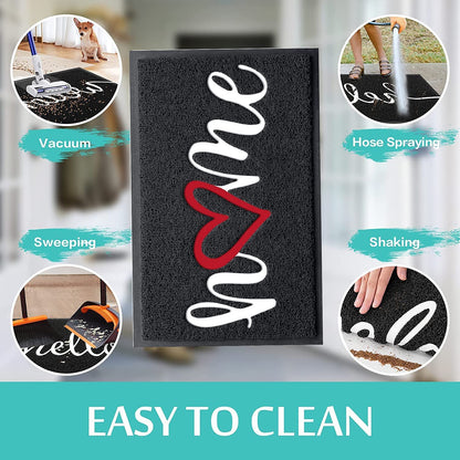 Door Mat Indoor Outdoor Doormat Low Profile Floor Mat Welcome Mat Non-Slip Low-Profile Design Front Doormat,Durable Trap Dirt for Entryway,High Traffic Areas,Patio 36"*24" (Black-Home)