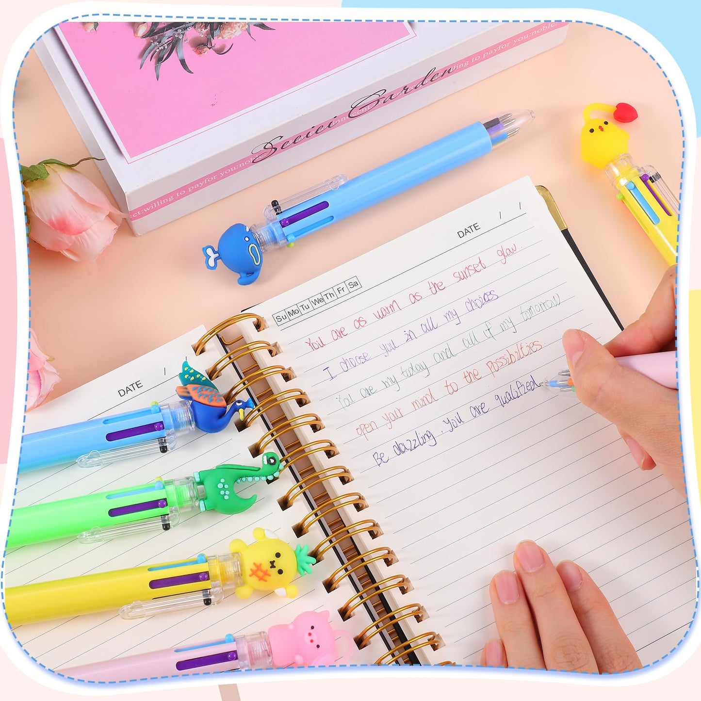 30 Pack Multicolor Pen in One, 6-in-1 Cute Pen Bulk Fun Pens for Classroom Prizes, Graduation Gifts, Birthday Party Favors, Back To School Gifts and School Supplies