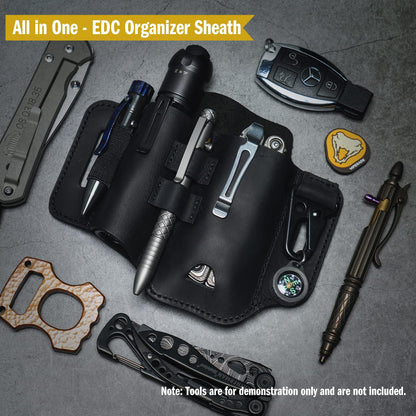 VIPERADE PJ35 Multitool Sheath for Belt, Leather EDC Pocket Organizer for Men, EDC Leather Sheath, EDC Belt Organizer, Multitool and Flashlight Holster