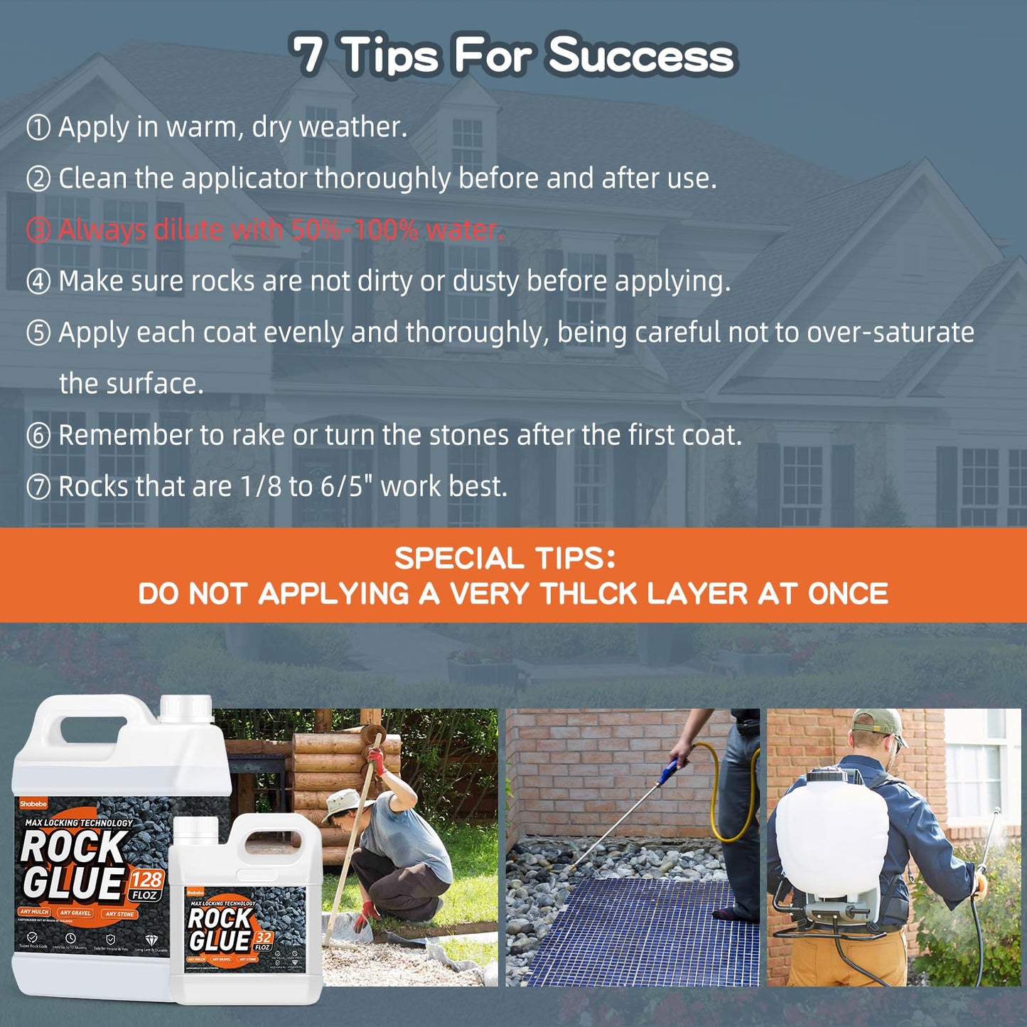 Rock Glue, 32OZ Mulch Glue for Landscaping, Fast-Dry Strong Pea Gravel Stabilizer Landscape, Non-Toxic Long-Lasting Dries-Clear Strong Pea Gravel Binder for Pebble, Pine Straw for Outdoor Gardens