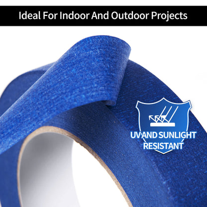 TAPEBEAR Blue Masking Tape, Painters Tape 24mm x 55m, UV Anti Residue Free Blue Tape, Wall Painting Masking Tape with Sharp Lines for Painting,Paint Tape, Outdoor, 6Rolls