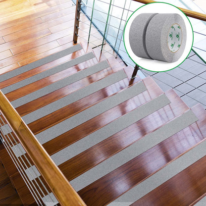 BOMEI PACK Heavy Duty Grey Anti Slip Tape, Waterproof Non Slip Safety Tape for Stair Steps Outdoor/Indoor, 2Rolls Grip Traction Tape 2 Inch x 33Ft