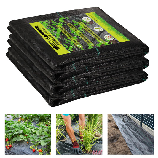 4FT x 66FT Garden Weed Barrier Landscape Fabric,Phiocxem Heavy Duty Garden Weed Control Cloth,Breathable Woven Geotextile Fabric Ground Cover for Gardening, Farming(Black 1.2m x 20m)