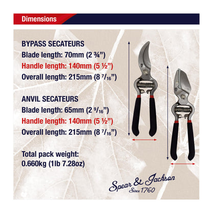 Spear & Jackson Traditional Bypass and Anvil Secateurs Set