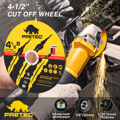 PRETEC Grinding & Cutting Wheels 4 1/2 inch Set, 20 Packs 4.5" Cut Off Wheels, 3 Packs 4.5" Grinding Wheels, 4.5" 40/60/80 Grit Flap Discs for Cutting Grinding Polishing