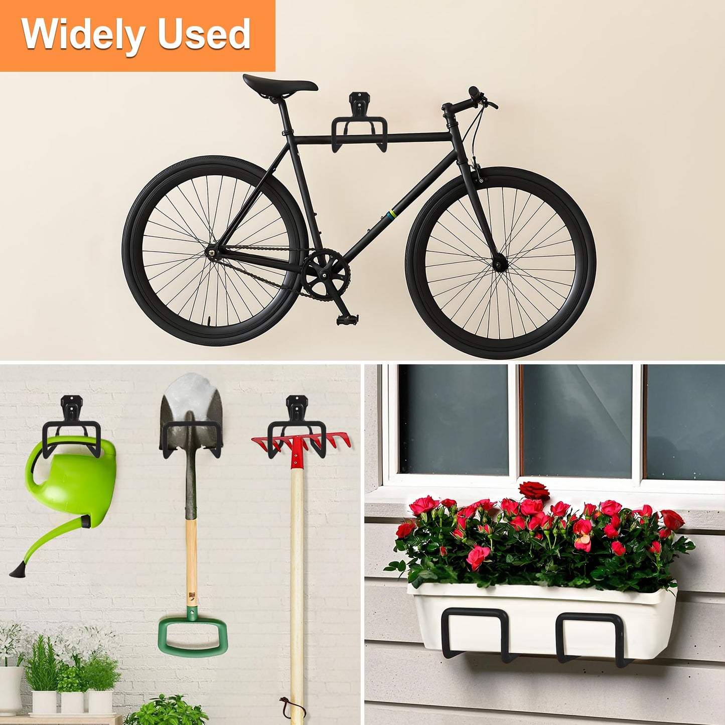 Pipigaty 2pcs Water Hose Reel Wall Mounted - Garden Hose Storage Sturdy Hose Stand Wall Hangers Heavy Duty Garage Hooks for Hanging Black