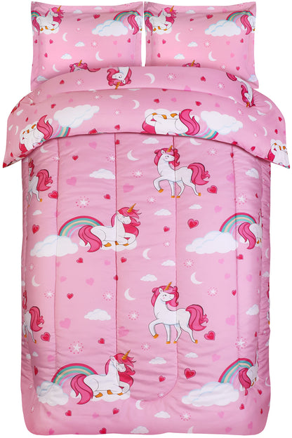 Utopia Bedding All Season Unicorn Comforter Set with 2 Pillow Cases, 3 Piece Soft Brushed Microfiber Kids Bedding Set for Boys/Girls, Machine Washable (Twin)