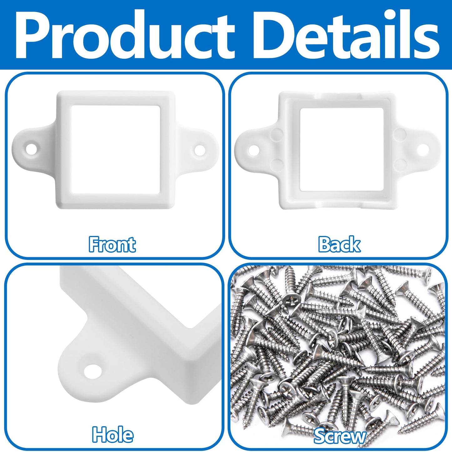 40 Pcs H705 LED Light Mounting Bracket Clip,Waterproof H705 LED Lights Mount Set with 80 Screws,Screw Mounting White Square Light Brackets for Outdoor Installation