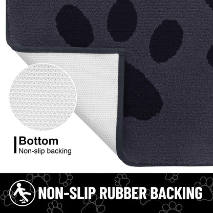 Arotive Indoor Door Mat, 20" x 30" Absorbent Dirt Resist Washable Front Back Door Mat, Non-Slip Low-Profile Dog Paws Entrance Doormat, Durable Inside Floor Mats for Entryway, Dark Grey and Black