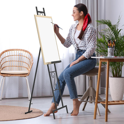 Skcoipsra Black Easel Stand, 3 Tier Adjustable Larger Wedding Welcome Sign Holder, Art Poster Display Stand Free Standing with Chain, 17x17x58 Inch