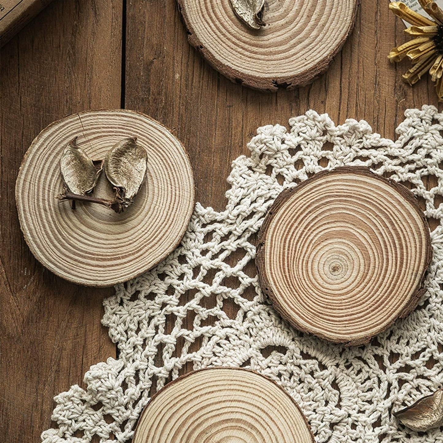 PLAZOTTA 40 Pcs Natural Wood Slices 3.5-4 Inches Unfinished Wood Craft Kit Round Discs Rustic Wedding Decoration for Arts and Crafts