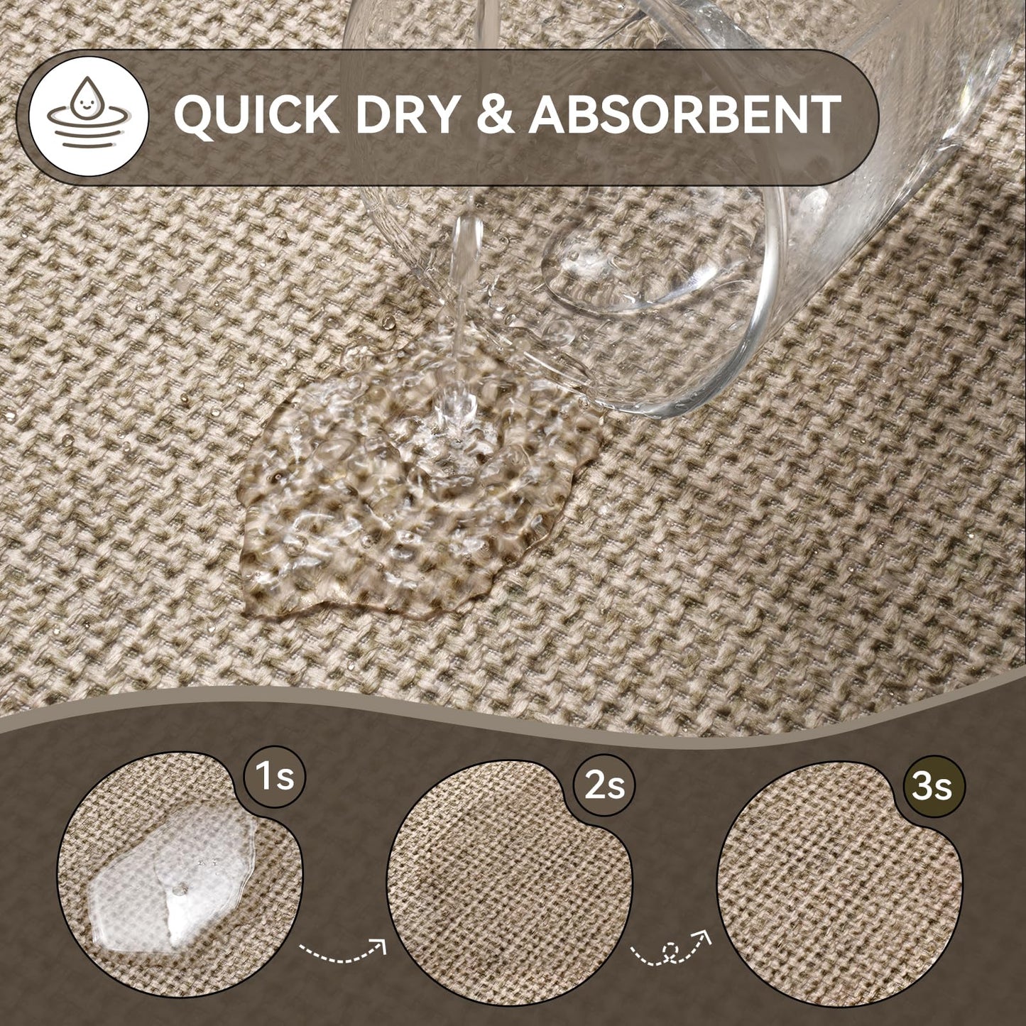 Bathroom Rugs Mat 20x31, Ultra Thin Non Slip Bath Mats for Bathtub Quick Dry Absorbent Rubber Bathroom Mat Fit Under Door, Washable Half Round Bath Rugs, Beige Brown
