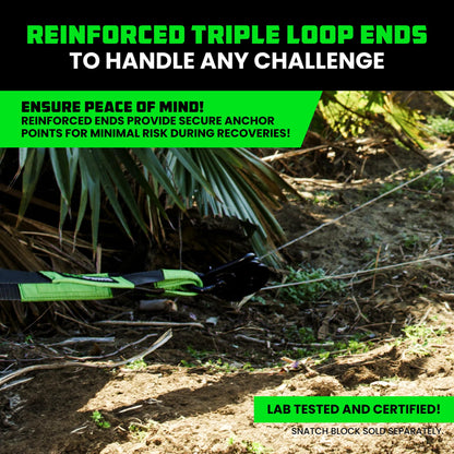 Rhino USA Tree Saver Tow Strap (3" x 8') - 31,518lb Break Strength - Emergency Recovery Strap Winch Extension for Truck, UTV, ATV & More - Heavy Duty Straps Compatible with Jeep, Ford, Toyota (Black)