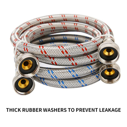 Watflow Stainless Steel Washing Machine Hoses, Burst Proof Hot and Cold Water Connection Inlet Supply Lines for Washer, 4Ft