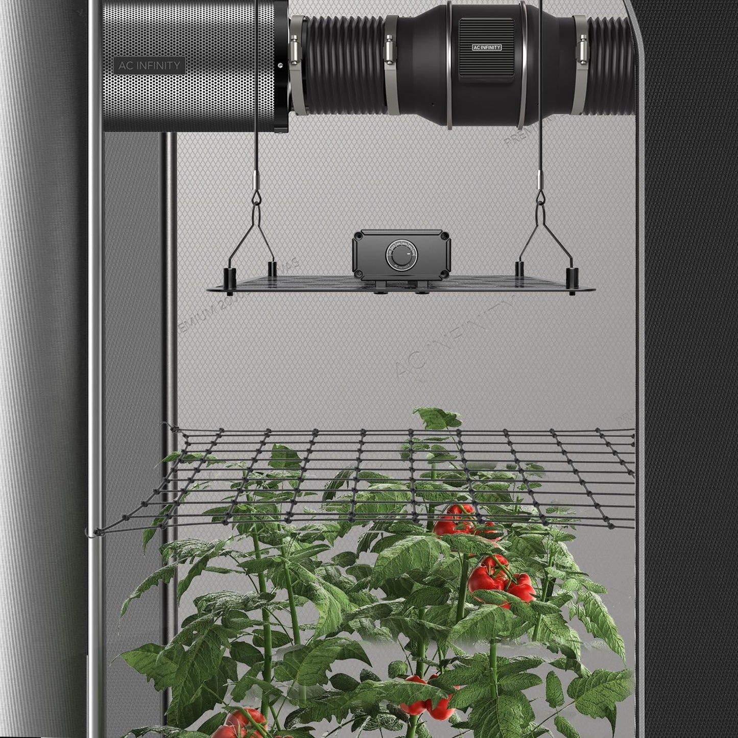 AC Infinity Grow Tent Trellis Netting 5x5', Heavy-Duty Elastic Plant Net with Steel Hooks, Flexible Hydroponics Support for Grow Tents, Gardening, and Horticulture