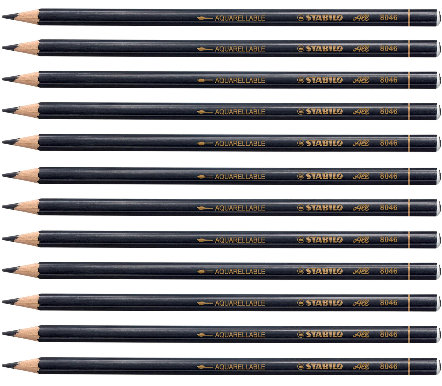 Stabilo 8406 All Coloured Pencil Crayons for Almost All Surfaces, 3.3 mm, Black, Pack of 12
